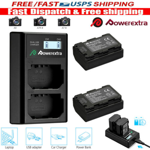 2500mAh NP-FZ100 Battery & LCD USB Charger for Sony A9 A7R III A7 III Camera US