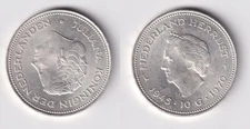 10 Gulden Silver Coin Netherlands 1945-1970 (162928)