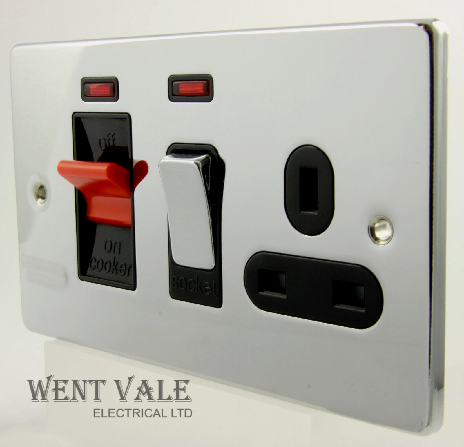 GET Ultimate Low Profile - GU4501BPC - 45a Cooker Control with Socket and Neon's