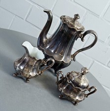 elegant WMF porcelain coffee core 5 pieces hard silver plated Art Deco 1940s