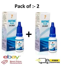 2 X ISOTINE PLUS EYE DROPS BEST TREATMENT Pure Herbal and 100% Genuine (10 ML)