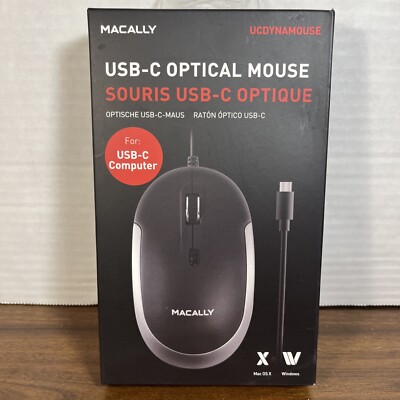 Macally USB Type C Mouse - Slim for MacBook Pro iMac PC etc