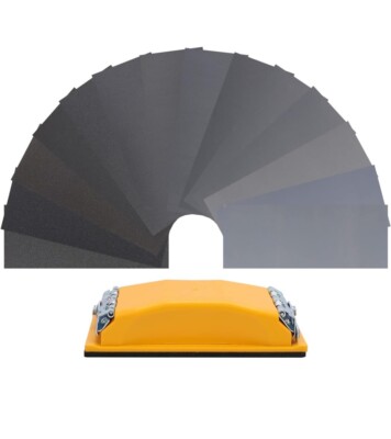 Amazon Basics Sandpaper Combo Kit, 1-Holder and 42-Pieces Of 120 to 3000 Grits