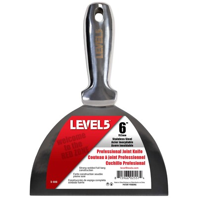 LEVEL5 Drywall Tools 6'' Stainless Steel Joint Knife with Welded Handle | 5-406