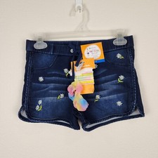 NEW Members Mark Girls Size 10/12 Daisy Knit Denim Stretch Short  Hair Ties