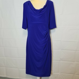 royal blue cowl neck dress