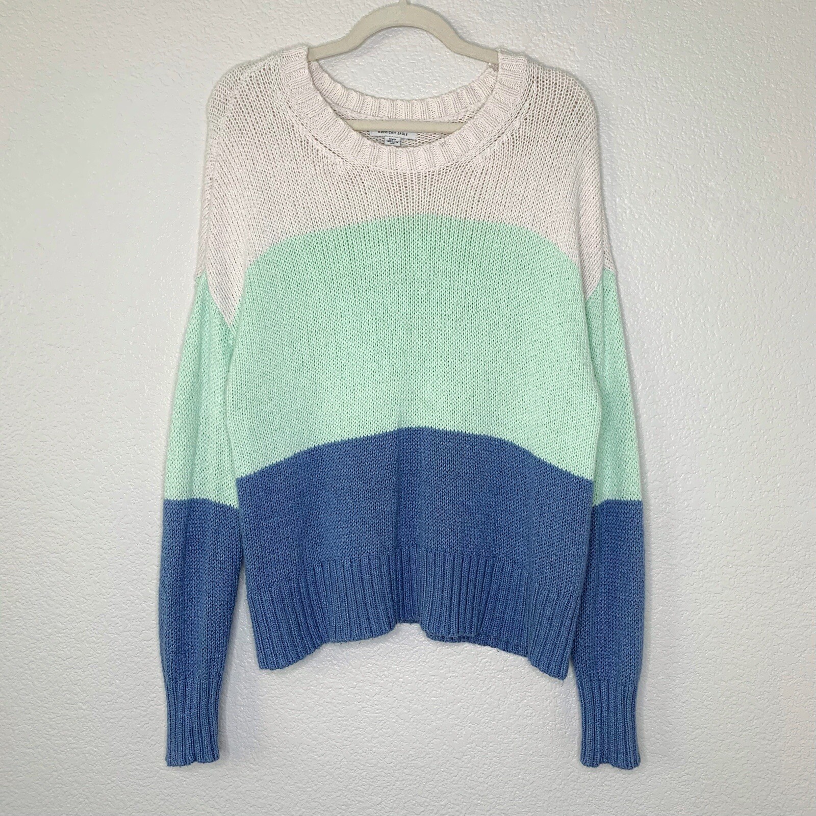 American Eagle Size Medium Colorblock Knitted Ove… - image 1