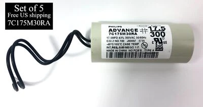 Philips Advance 7C175M30RA Dry-Film Hid Capacitor 17.5 FMD 300VAC Set of 5