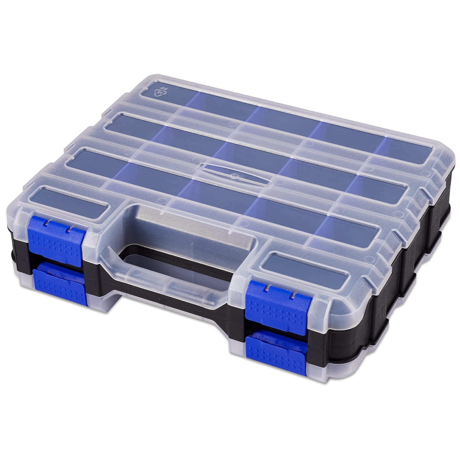 Small Parts Storage Case Tools Box Organizer Double Side 34 Compartments Hard...