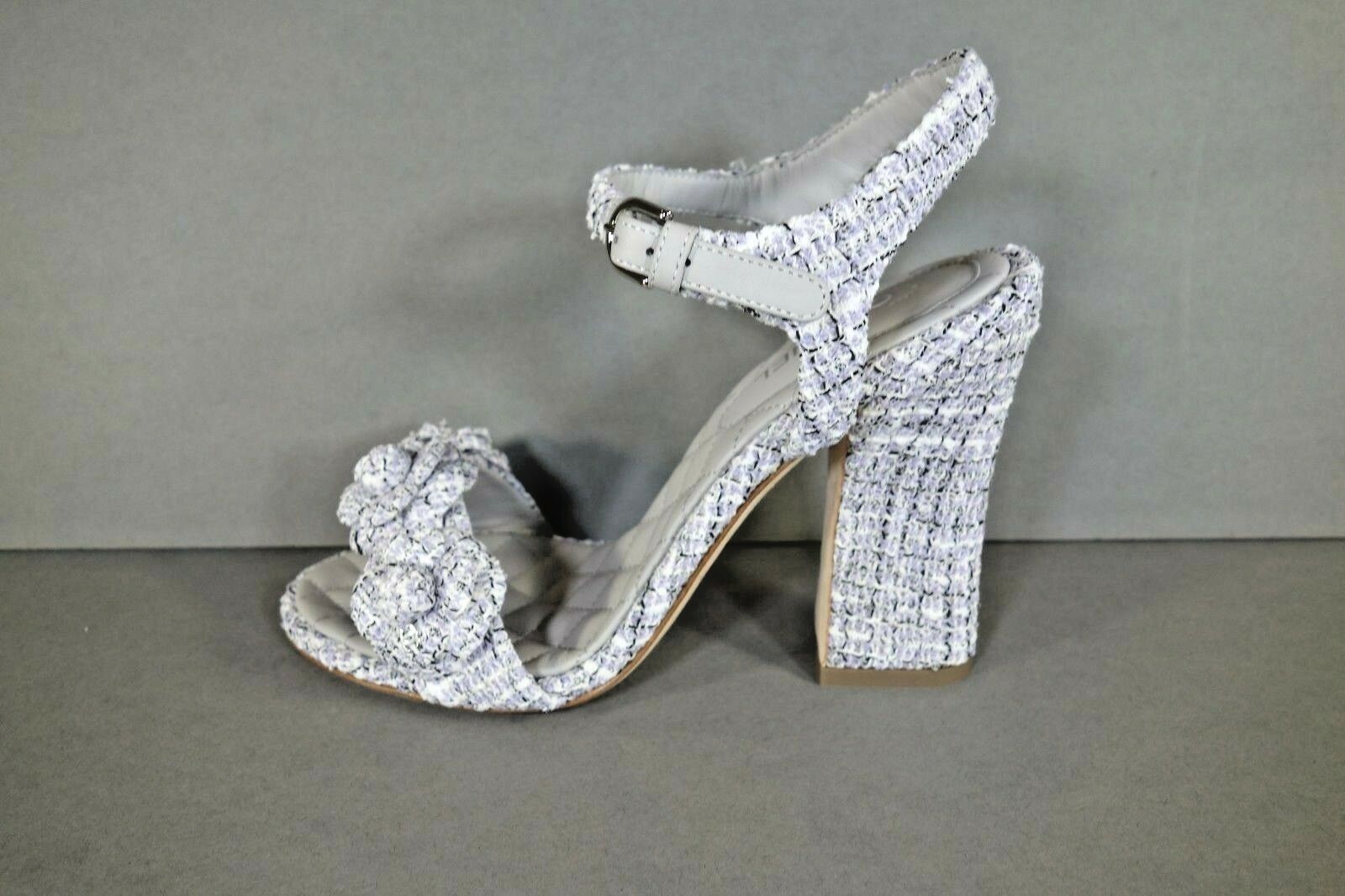 chanel sandals tweed