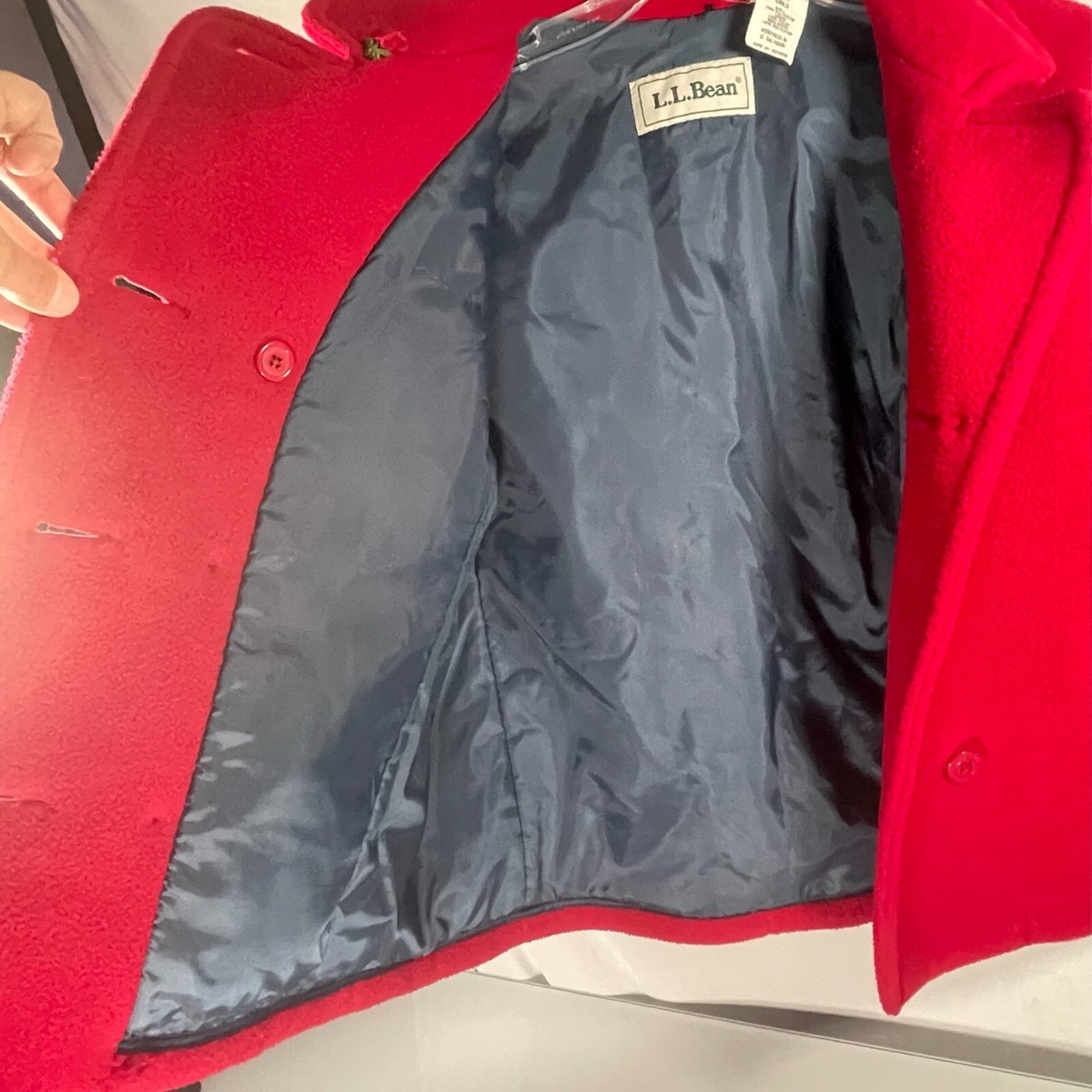 Vintage 70s 80s L.L. Bean Girls Red Fleece Pea coat Jacket Size SM