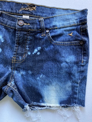 Grane Jean Shorts Size 7 Stretch Mid Rise Zip Fly Bleached Distressed Dark Wash - Picture 7 of 12