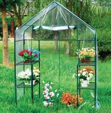 Walk In Greenhouse Grow House Plants Protector Reinforced PVC Cover 4 Shelves