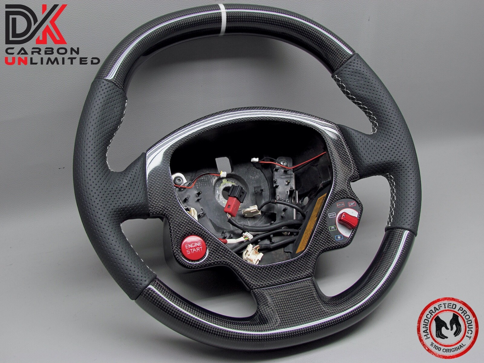 Ferrari F430 Perforated Leather 5mm White Ring Thicker Carbon Steering Wheel