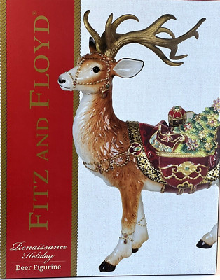 Fitz & Floyd Holiday Reindeer Renaissance Deer Figurine Large RARE New In Box