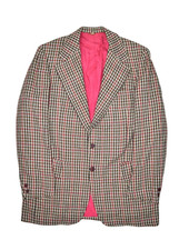 Vintage Blazer Mens 44 L Wool Houndstooth Rockabilly Jacket Lined 2 Button