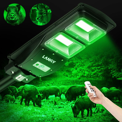 Solar Hog Lights with Remote, 12000LM Motion Activated Feeder Light
