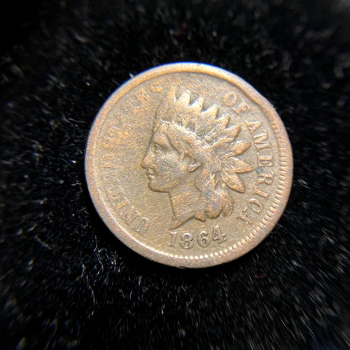1864 L Pointed Bust Indian Head Cent F Fine One Penny 1c MAKE OFFER!
