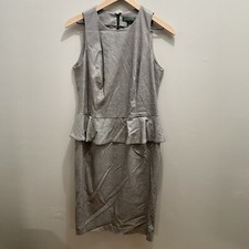 Lauren Ralph Lauren gray pencil skirt sheath dress with peplum size 8 work offic