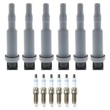 Bosch 6 Ignition Coil 6 OE Fine Wire Double Platinum Spark Plug Kit For E90 L6