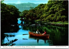VINTAGE CONTINENTAL SIZE POSTCARD MEETING OF THE WATERS OLD WEIR BRIDGE IRELAND