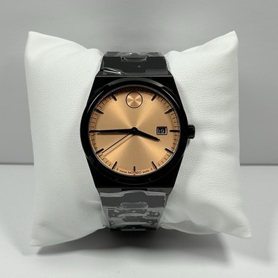 Movado Bold Quest 3601244 Rose Gold Sunray Dial Black IP Stainless Men's Watch