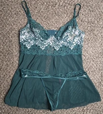 Seven til Midnight Lingerie Nighty Gown Green Set Womens Plus Sz 1X 2X