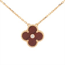 Van Cleef & Arpels Vintage Alhambra Bullseye diamond Necklace 750(PG) 6.2g Small