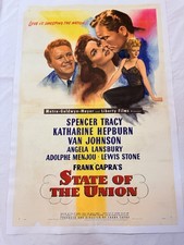 1948 Stare Of The Union Original 27x41 Movie Poster Katharine Hepburn On Linen