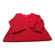 Coldwater Creek Sweater Cable Knit Fisherman Red Size XL