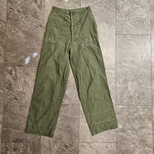 VTG 60s OG 107 Military Sateen Baker Trousers Class 1 Pants 32 x 33 Vietnam READ