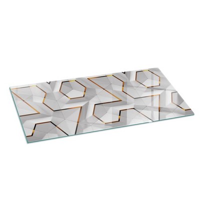 Glasplatte Kaminofen Schutz Gegen Funken Geometrisches 3D-Muster 125x50 cm