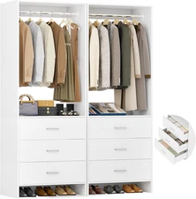 Aheaplus Closet System Closet Organizer, Wood Closet Organizer System, Walk-In C