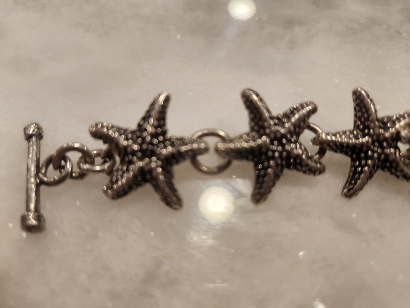 Solid 925 Sterling Silver Starfish Toggle Bracele… - image 5