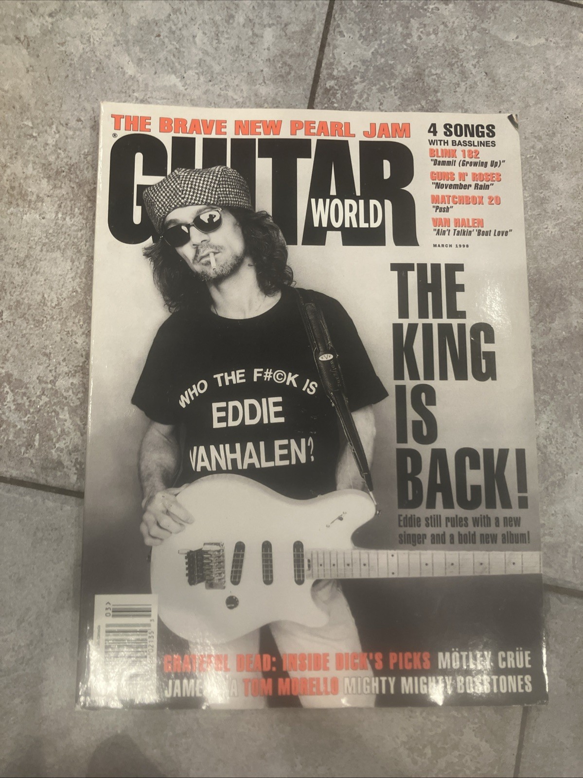 Guitar World Magazine March 1998 Van Halen Pearl Jam The Crue With Eddie Poster