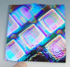 CBS Dichroic Glass coe 90 RB1 Squares on black 3 x 3