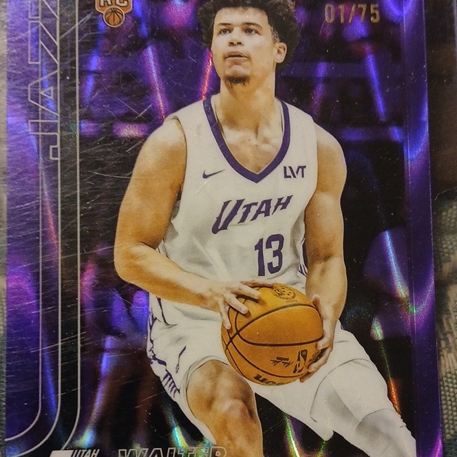 2025 Topps Chrome Walter Clayton Jr. Utah Jazz Rookie Purple Wave /75 #268