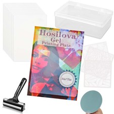 Reusable Gel Printing Plate - 5" X 7" Gel Plate with Press Rubber No Aging an...