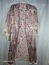 Victorias Secret Satin Floral Lace Trim Open Kimono Robe XS/Small Loungewear