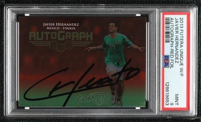 2013 World Football Unique Red 44/55 Javier Hernandez PSA 9 MINT Auto 0cp0