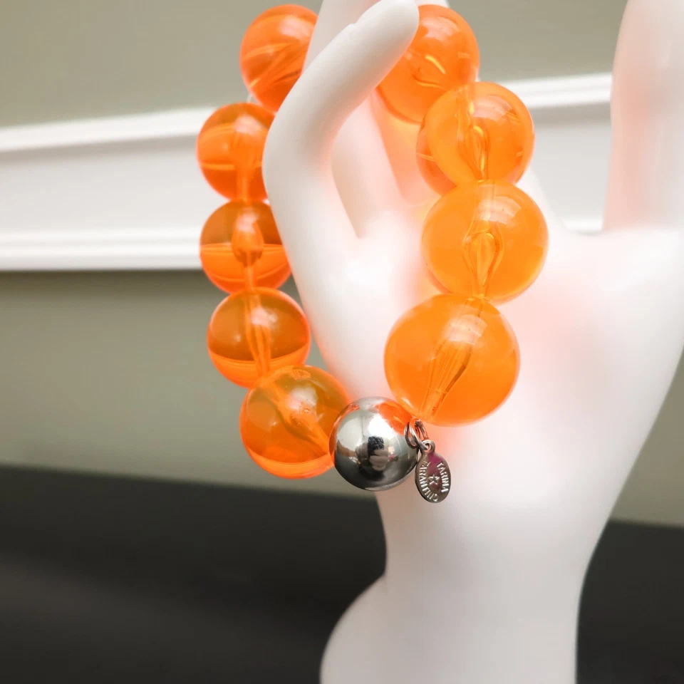 Pulsera Tarina Tarantino Tokyo Hardcore Lucite neón naranja cuentas redondas firmadas Foto 4 de 4