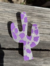 Purple Silver Glitter Cactus Die Cut Shape Plant Theme Scrapbooking