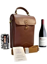 NWT 2025 Ghurka Sidecar No. 286 Vintage Chestnut Leather Wine Carrier Case Bag