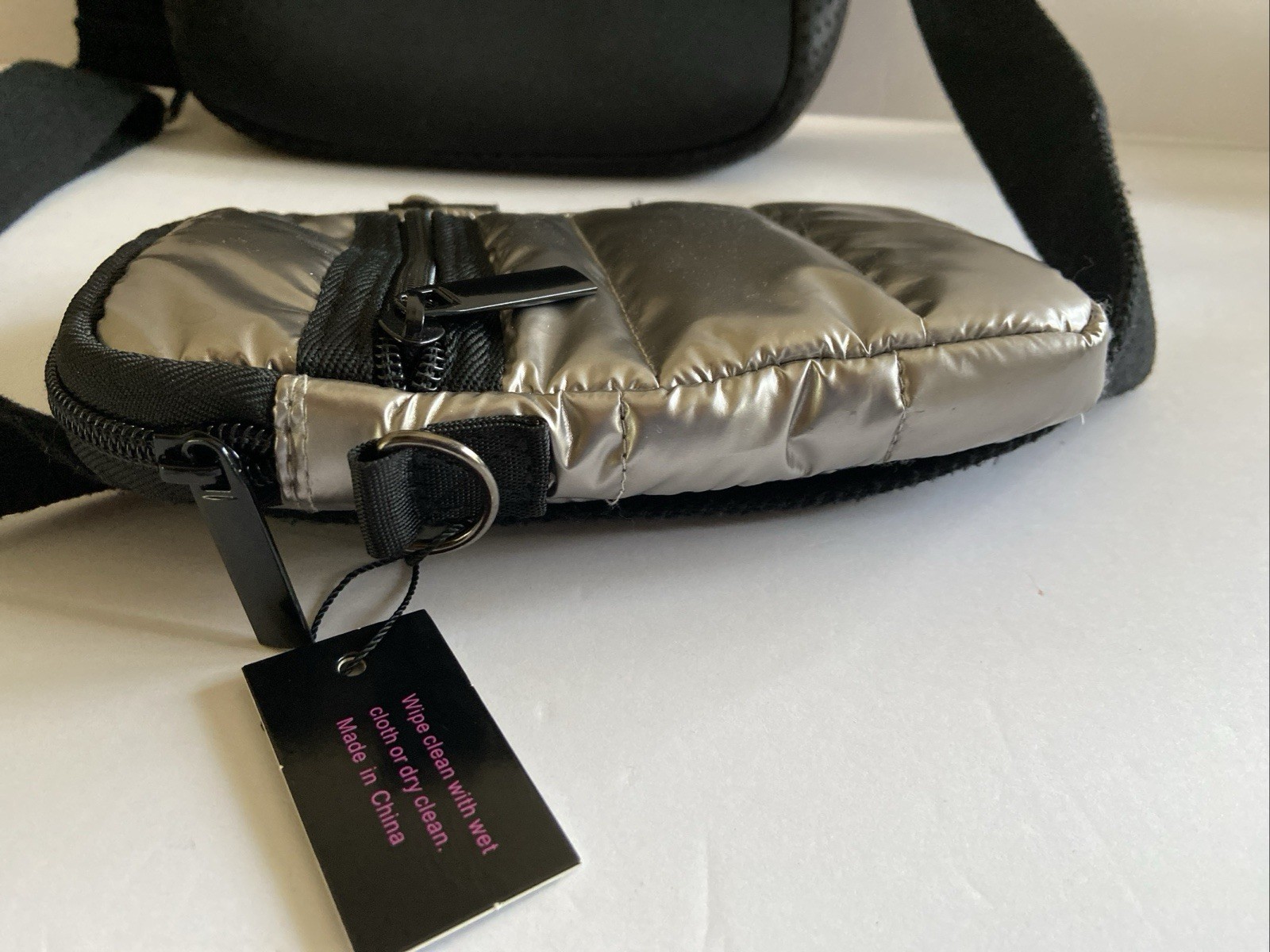 Haute Shore Crossbody Bags 1 Black Neoprene & 1 Champagne Puffer Cell Phone Bag