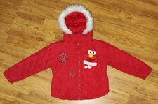 HTF Size 4T Red Sesame Street Elmo  Snowflake ZipUp Jacket With Hood  Pockets