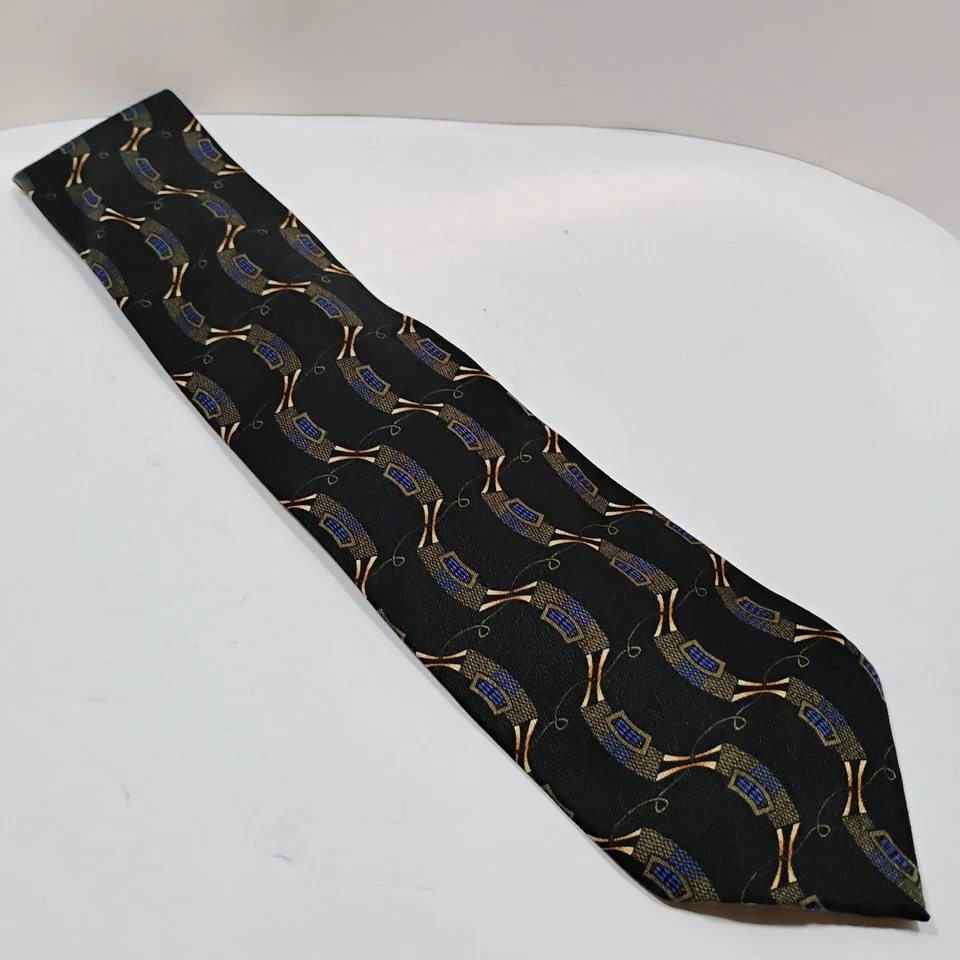 Irvine Park Men's Neck Tie Black Blue Geometric 100% Silk Handmade Korea - Image 2 of 4