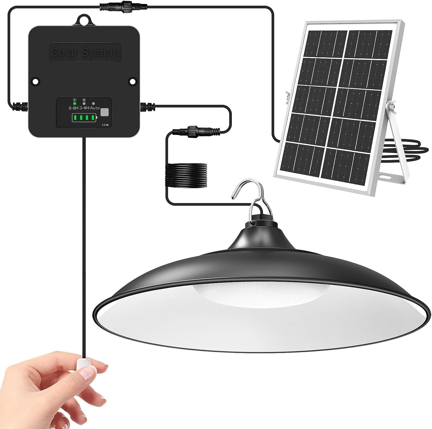 Solar Shed Light Indoor Outdoor, 2000LM Daytime Available Pendant Light with Pul