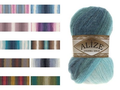 5 x 100g ALIZE Angora Gold Batik Farbverlauf Schurwolle 