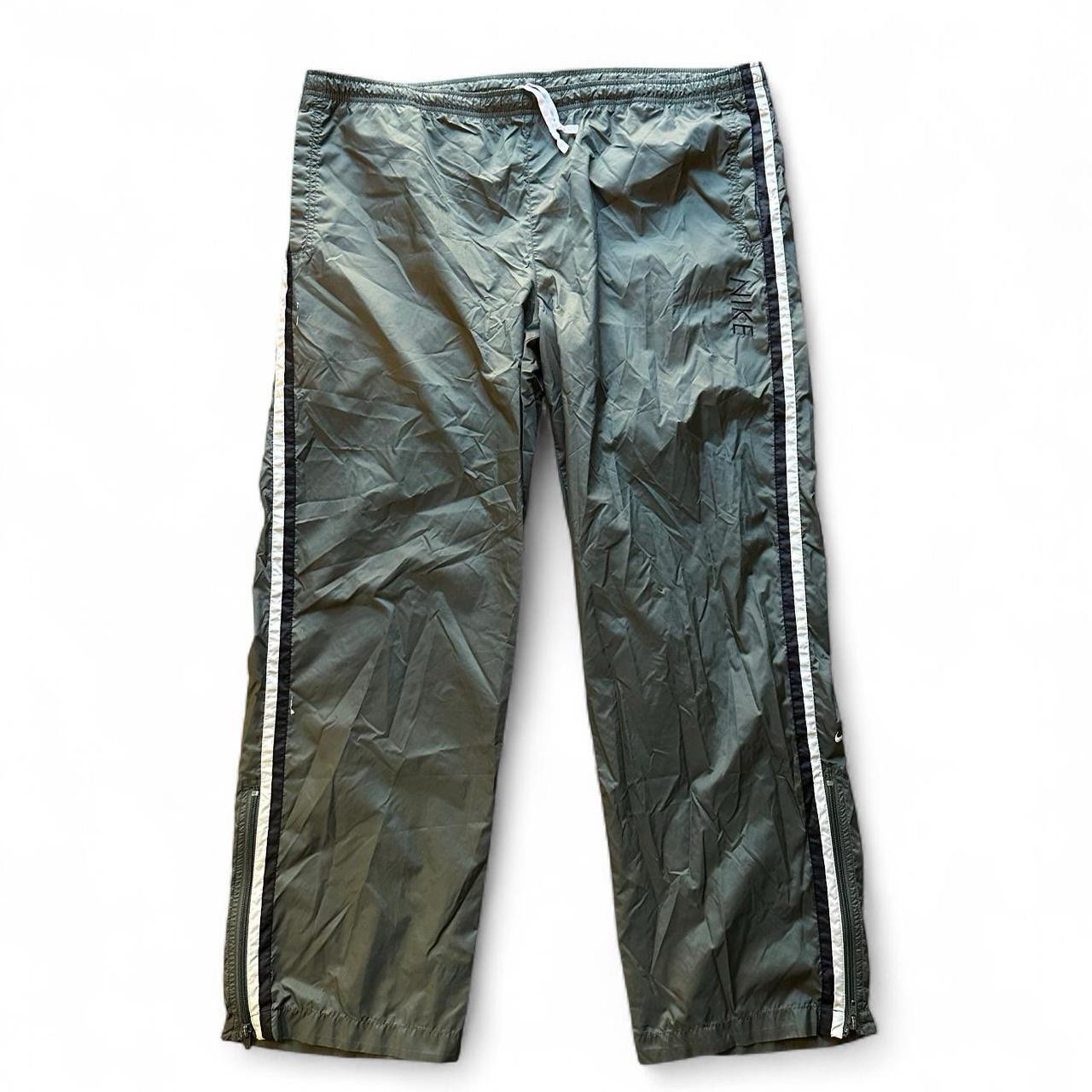 Vintage 90s Nike Windbreaker Track Pants Olive Green Baggy Wide Leg Size XL Y2K