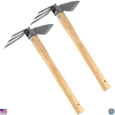 JAPCHET Heavy Duty 2-Piece Hoe & Cultivator Set - Dual-Headed Carbon Steel Tool